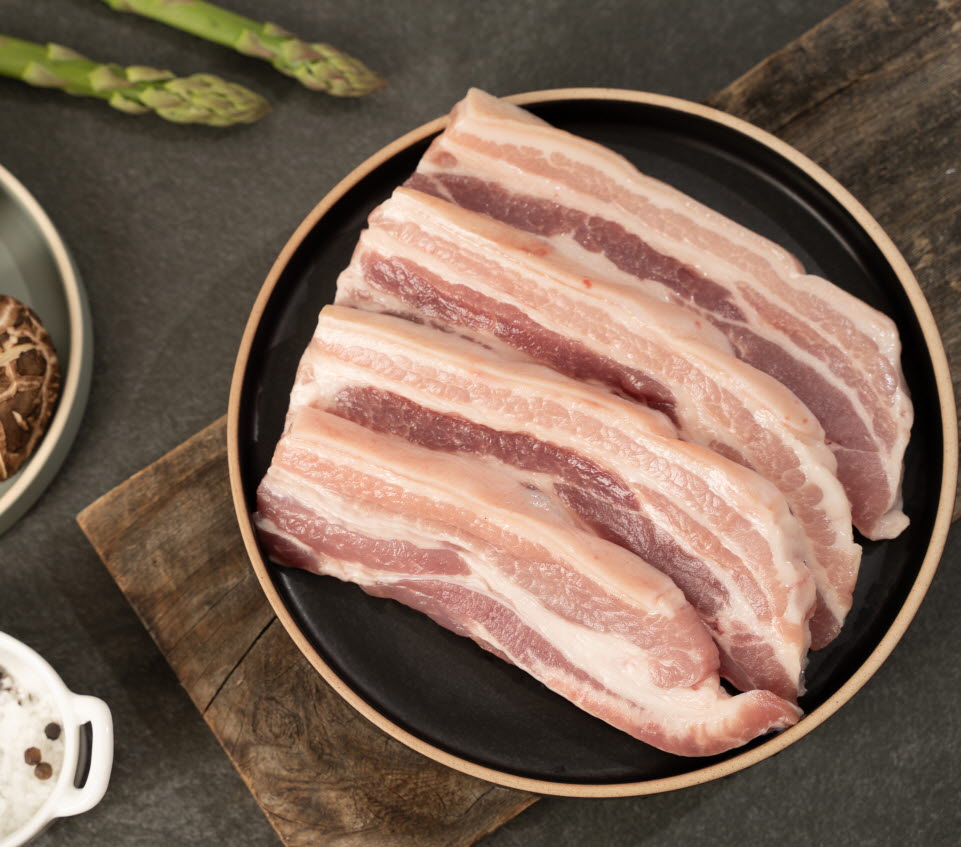 유황돼지 생삼겹살 500g 한돈 냉장 진공포장 택배 오겹살 : 삼산골 푸드