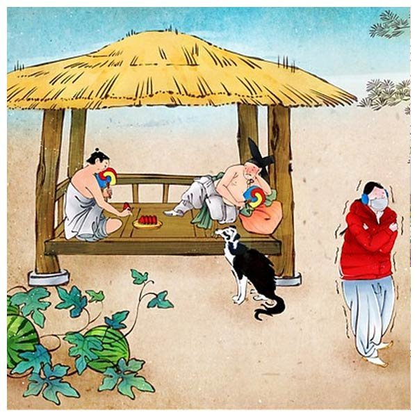 장터 주막 저잣거리 시장 전통 한옥 주점 식당 한복 파르텔 민속 벽지 시트지 롤스크린 : 으뜸데코