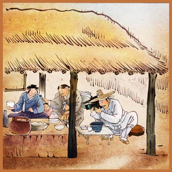 현대풍 빨래터 씨름 서당 주막 추수 저잣거리 노래방 밴드 선비 풍류 파르텔 민속 벽지 시트지 롤스크린 : 으뜸데코