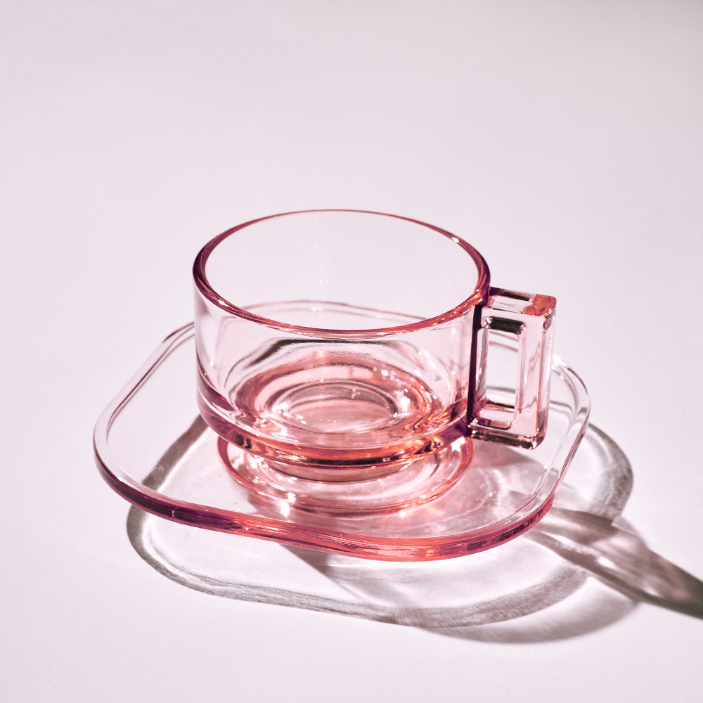 [아르노글래스] 컵앤소서 핑크 2set : ARNO GLASS