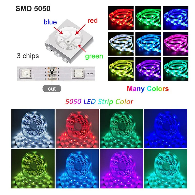 USB 모션감지 LED 스트립 조명 스마트 와이파이 알렉사 SMD 5050 RGB 테이프 220V 네온 음악 동기화 다채로운 룸 밴드 장식 : 파인룩컴퍼니