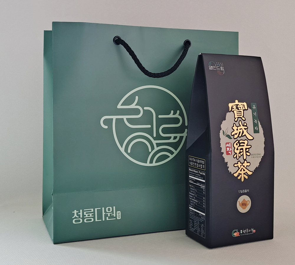 유기농 명인 세작 보성녹차 80g 어린잎 고급 작설차 순수100% 녹차잎 선물추천 : 청룡다원OrganicTEA