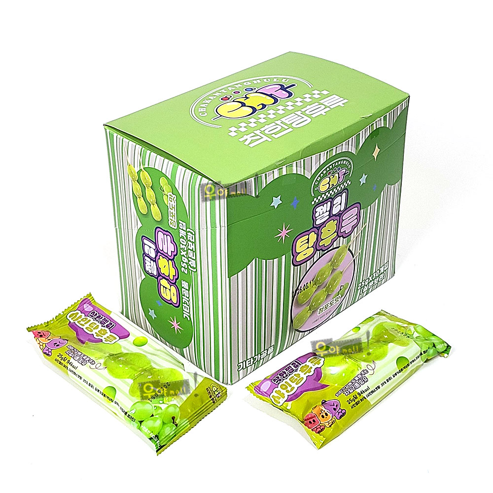 착한 탕후루 젤리 청포도맛 25g 30개 1박스 청포도탕후루 실온 캔디 간식 군것질 주전부리 문방구 편의점 : 우야몰