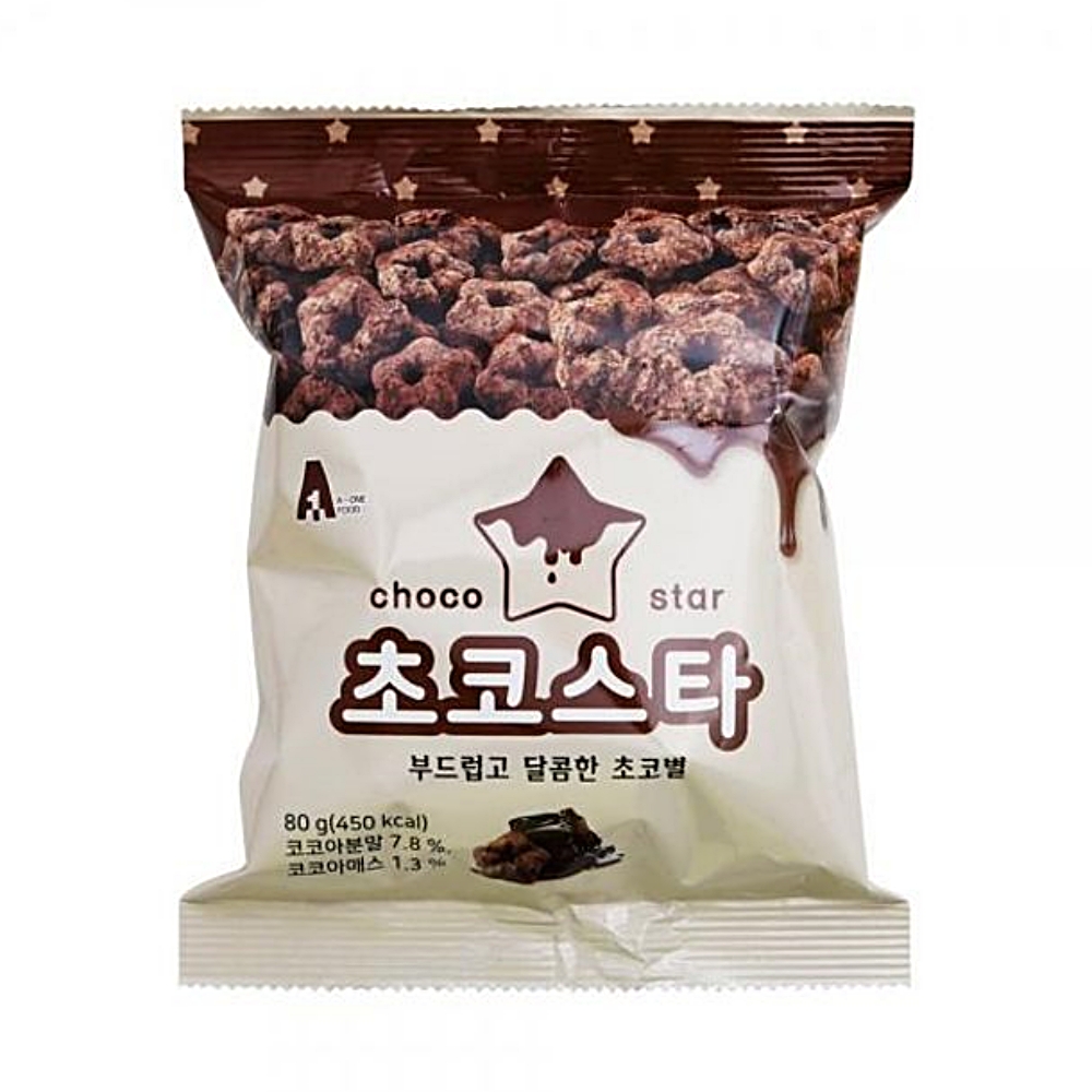 간 청소년간식 에이원푸드 초코스타과자 초코스타 과자 80g 초코과자 : SMART HANI