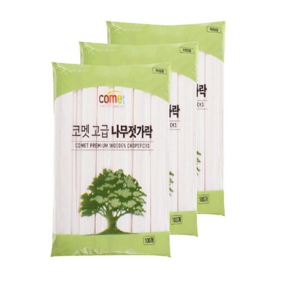 코멧 고급 나무젓가락 100개입 x 3묶음 : the 달콤클러버