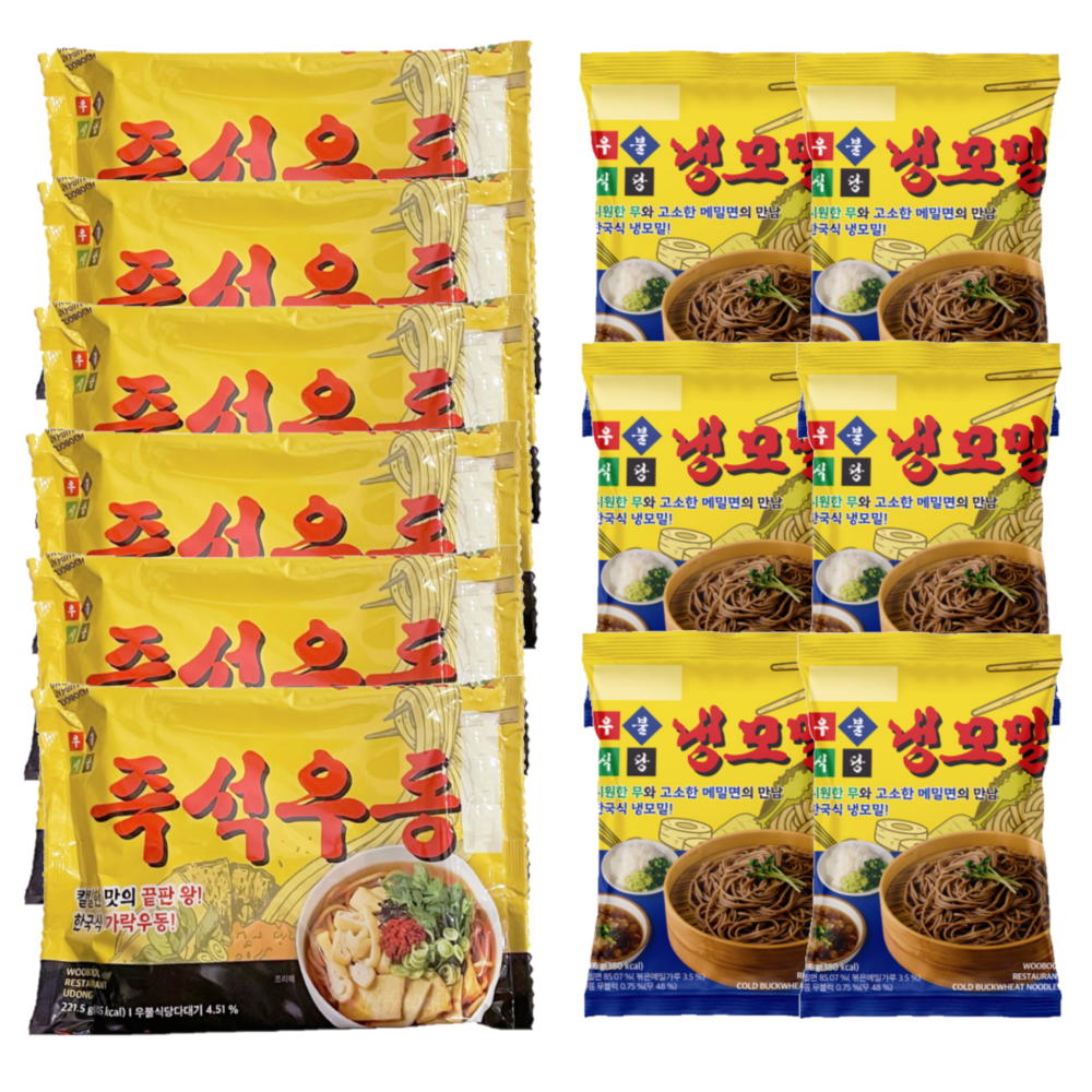 우불식당 냉모밀 211.6g + 즉석우동 221.5g 6세트 ( 합 12개 ) : 주식회사 씨엠몰