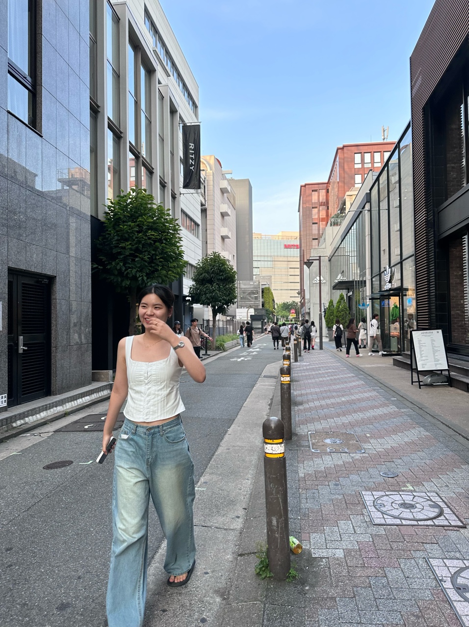 여성 여름 워싱 일자 와이드 데님 : 히피플