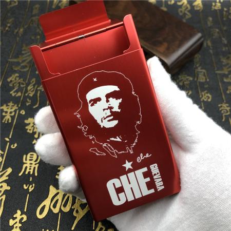 남성용 DIY 체 게바라 담배 케이스, 레이저 각인 금속 담배 박스, 포켓 흡연 자동 박스, 레드 블랙 골든 블루 : 레오라운지