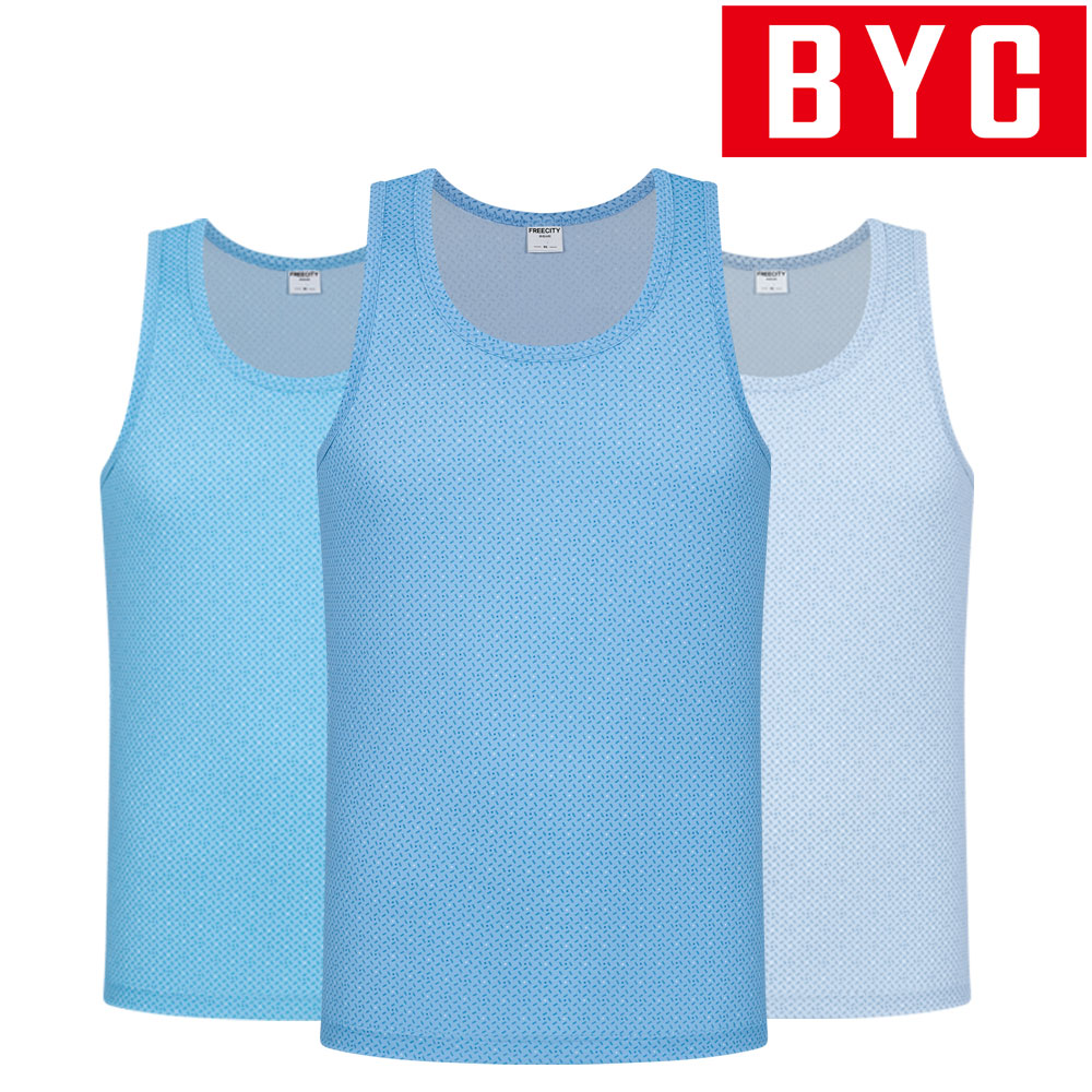 BYC 남자 유색 런닝 셔츠 칼라 색깔 메리야스 3매 순면 : BYC전문점 쭈0315