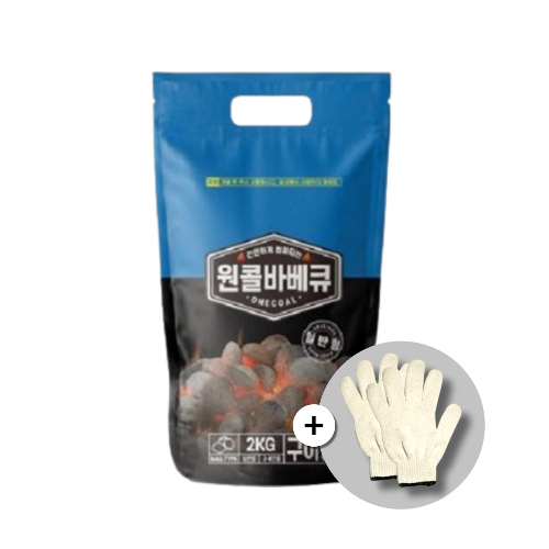 [목장갑 증정]  원콜 바비큐 숯 일반형 2kg : 일상더하기 스토어