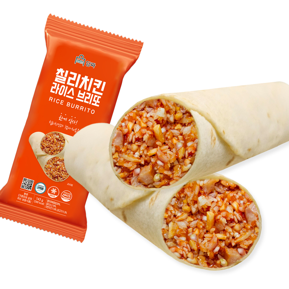 [담짜] 칠리치킨 라이스 브리또 143g 아침식사대용 간편식 다이어트음식 : 간편홈쿡