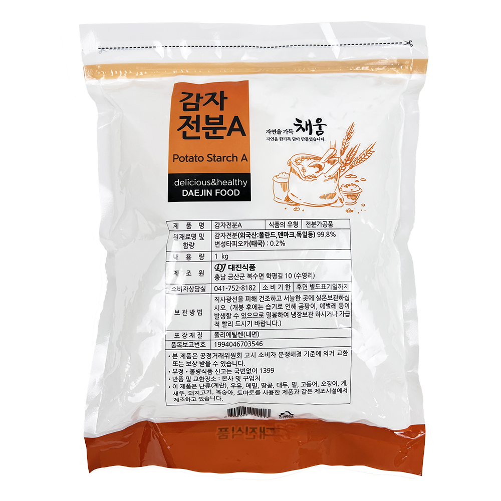 대진식품 감자전분A 대용량 업소용전분가루 감자맛전분 1kg : 쇼핑피플