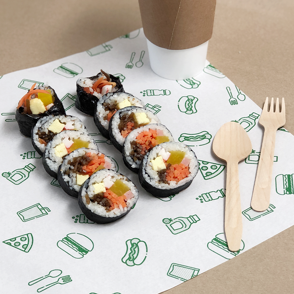 안전한 식품 포장 내유지 17.5X25(cm) (6종 꼬마김밥 미니샌드위치 쟁반깔지) : 패킹온