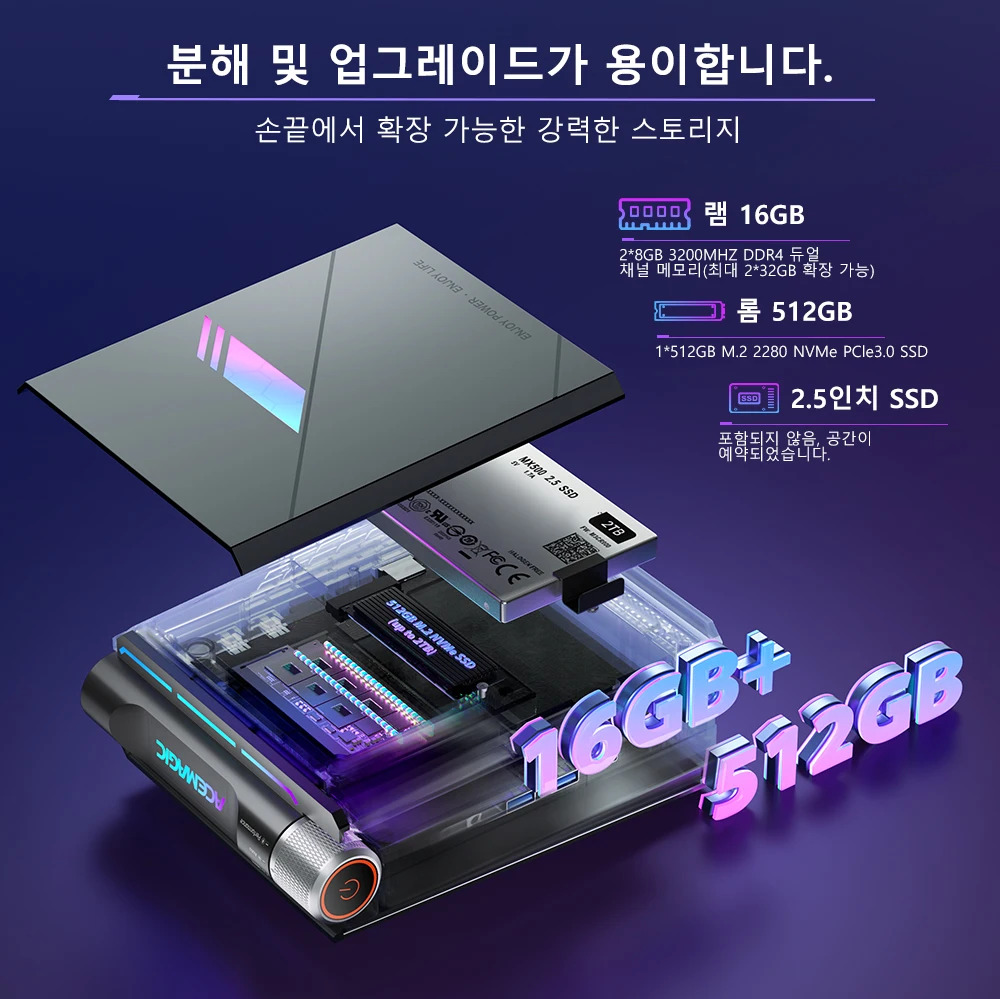 고사양미니pc ACEMAGIC 게이밍 컴퓨터 미니 PC 인텔 코어 i911900H 12900H RAM 16 GB 32GB DDR4 512GB SSD RGB 조명 제어 WiFi6... 