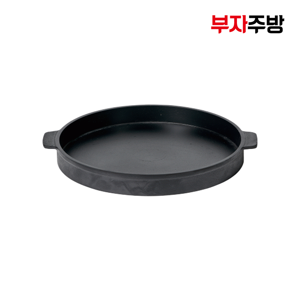 무쇠 원형 불판 삼겹살 야외 캠핑용 그리들 받침대 닭갈비 팬 가정용 업소용 40x32cm : 부자주방