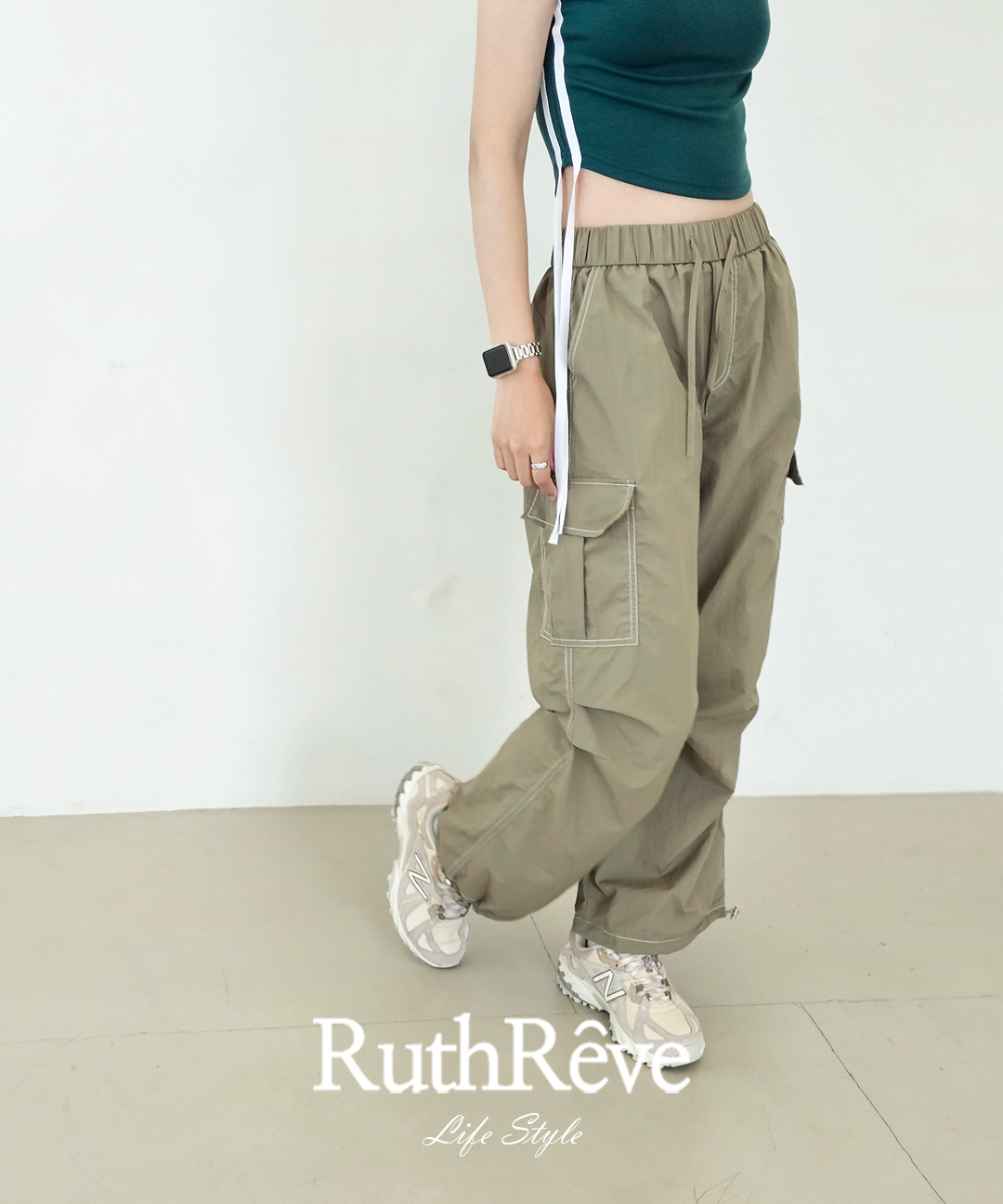 버터스티치 와이드 카고 스트링 팬츠 : RuthReve 루스레브