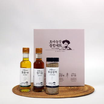 호야농장 3종세트 시골 참기름 생들기름 볶음참깨 답례품 선물세트(180ml) : 고창 마켓