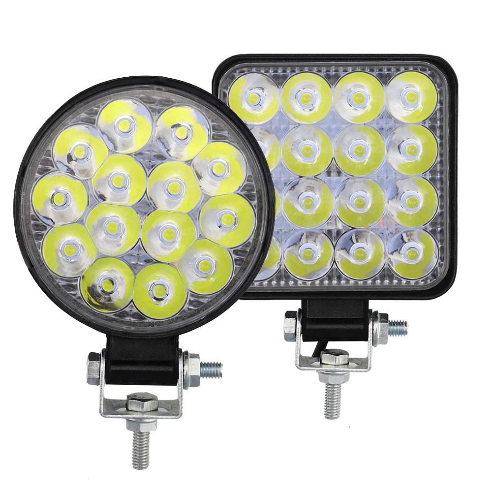화물차 작업등 LED 자동차 전면 안개등 오프로드 라운드 헤드램프 엔지니어링 헤드라이트 42W 14LED 48W 16SMD 12V 24V 트럭 SUV 4X4... 