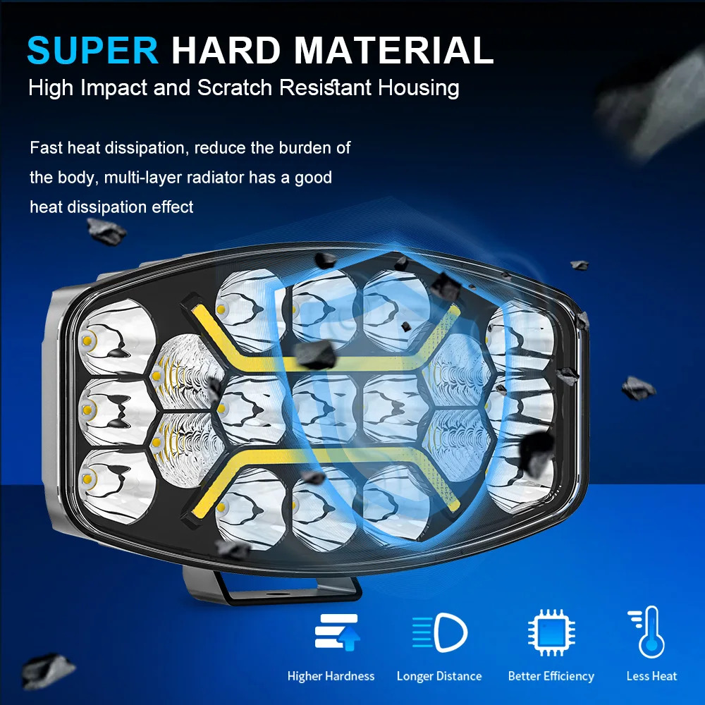 화물차 작업등 LED 안개 및 주행 조명 트럭 스포트라이트 24V 헤드램프 4x4 화이트 앰버 트레일러 10 인치 : 엠엔제이02