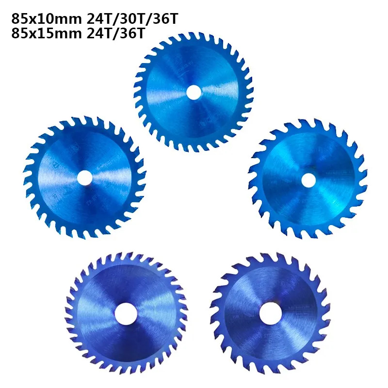 예초기 원형날 CMCP 목재용 나노 블루 코팅 미니 원형 톱날 카바이드 커팅 디스크 TCT 85mm 24 T 30 36T 85x10mm 15mm : 엠엔제이02