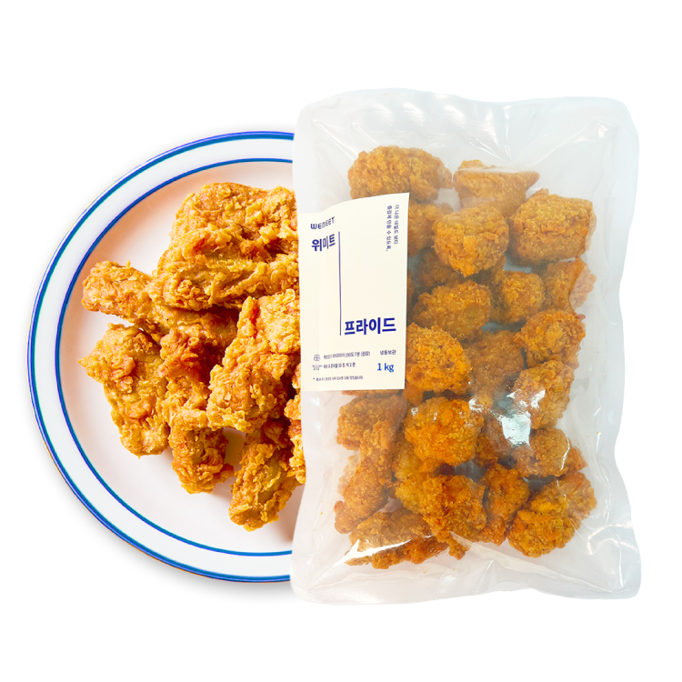 위미트 프라이드 1kg 대용량 송이순살 비건 치킨 식물성 프로틴 비건음식 건강식 : WEMEET