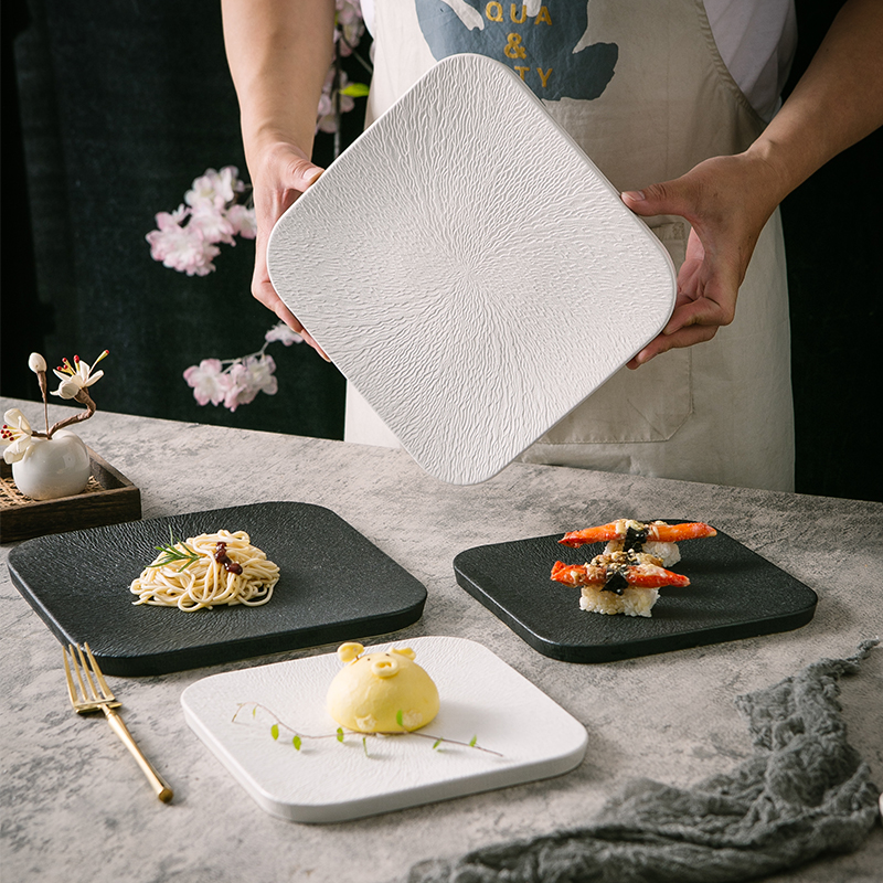 초밥 회 사시미 일식 플레이팅 오마카세 도마 그릇 직사각 디저트 원형 굽접시 8인치 : 와이비주방