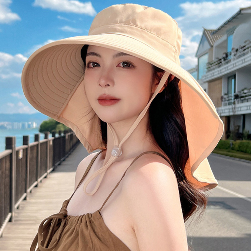성인아쿠아모자 목가리는모자 여성 어른 물놀이 플랩캡 자외선 햇볕 차단 : LLL마켓