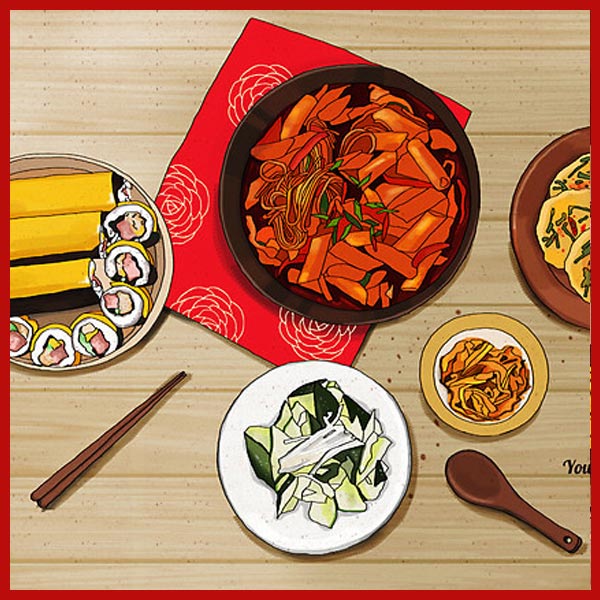 푸드 한식 일식 중식 식당 분식 우동 족발 곱창 순대 치킨 볶음밥 김밥 파르텔 음식 벽지 시트지 롤스크린 : 으뜸데코