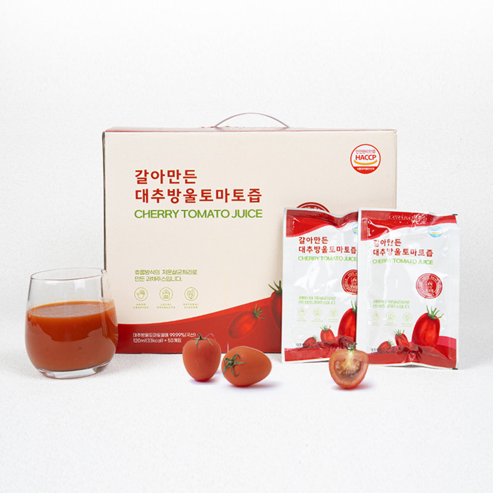 [슈퍼 대용량]갈아만든 대추방울토마토즙(120ml/50팩) : 꽃피는아침마을