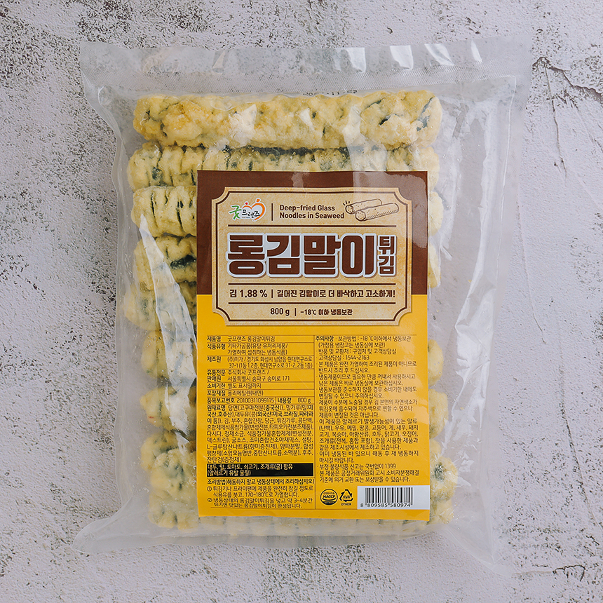 굿프렌즈 롱 김말이튀김 800g 식자재마트 냉동 업소용 분식 튀김 사이드메뉴 PC방음식 : 바로키친