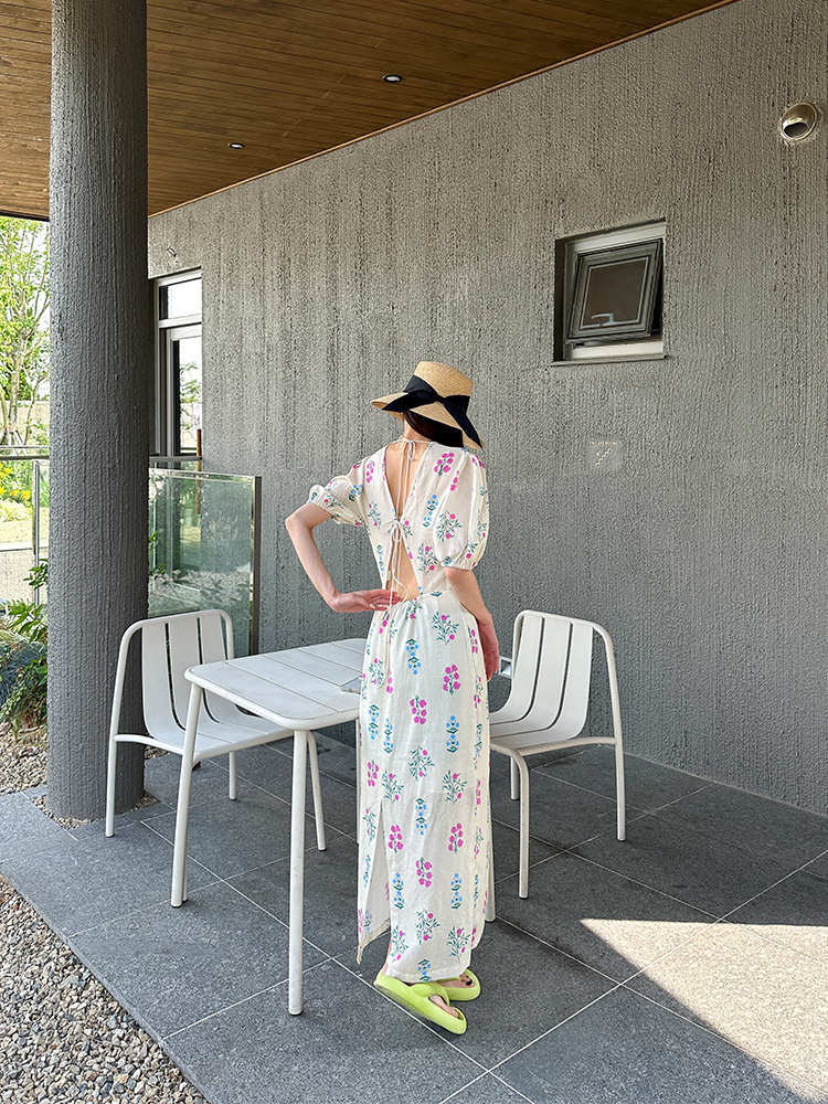 백리스 플라워 롱 원피스 2color (온나) : 온스 ON.S