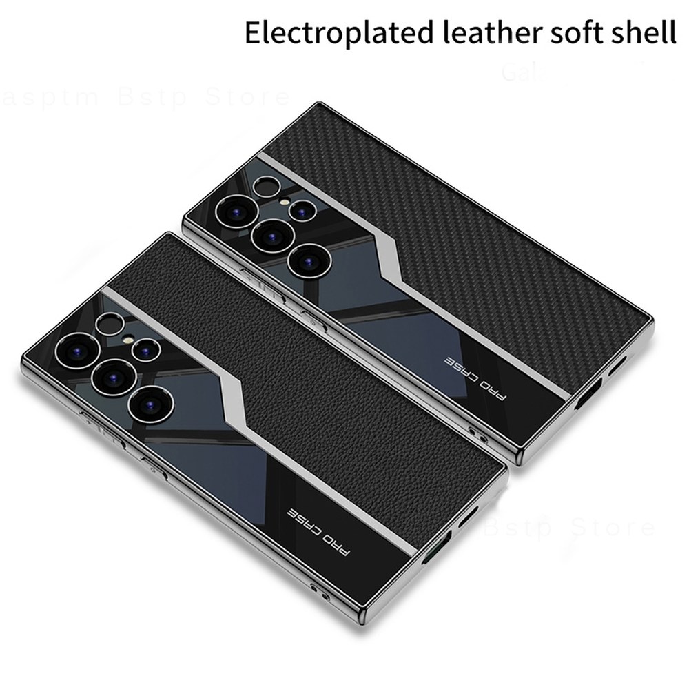 전기 도금 가죽 휴대폰 커버 갤럭시 S24 울트라 플러스 S 24 S24Ultra 5G : 일오컴퍼니