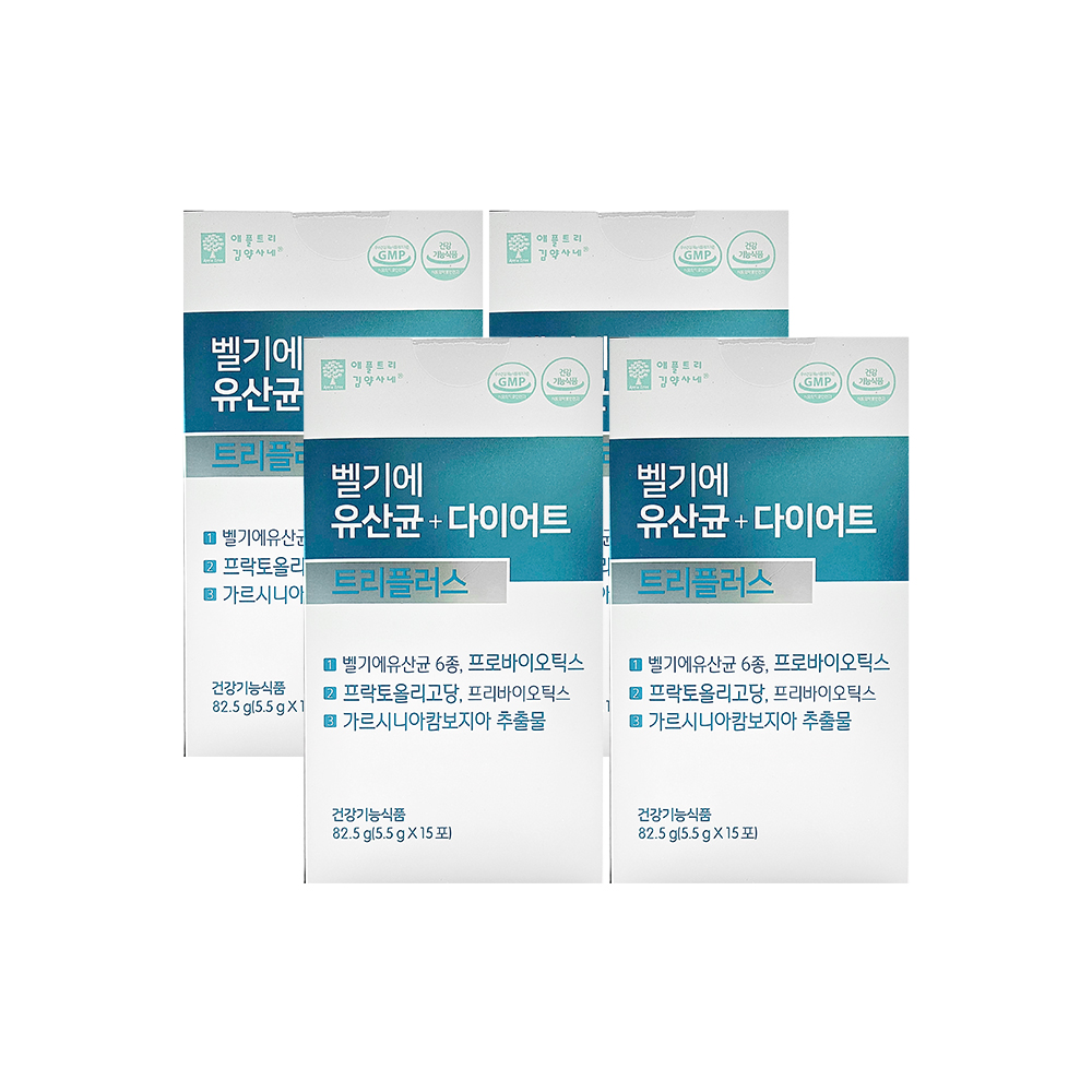 애플트리김약사네 벨기에 유산균 다이어트 트리플러스 5.5g x 15포 x 4박스 : 주식회사 아나이스