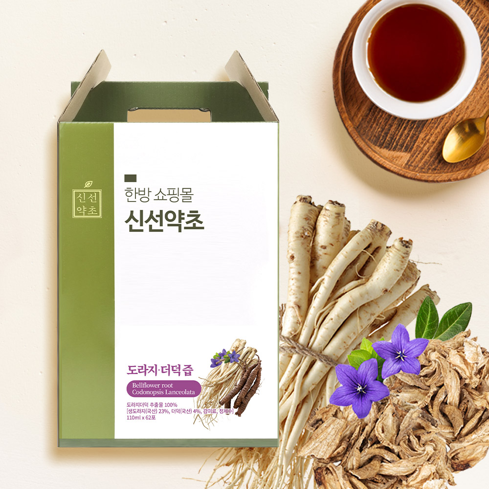 신선약초 국산 도라지더덕즙 110mlx62포 : 신선약초