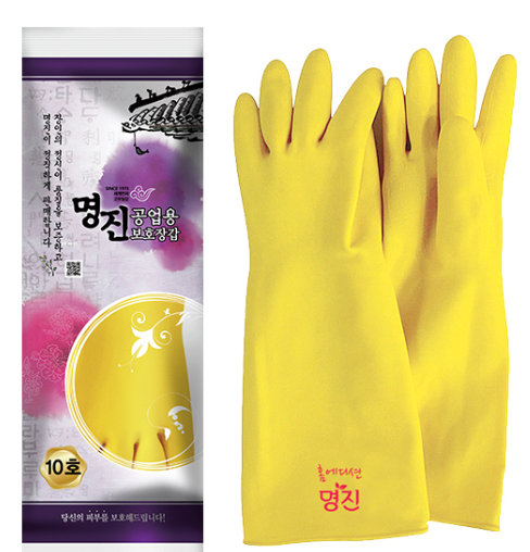 공업용 고무장갑 명진 황12호 두꺼운 고무장갑 : 부부종합상사