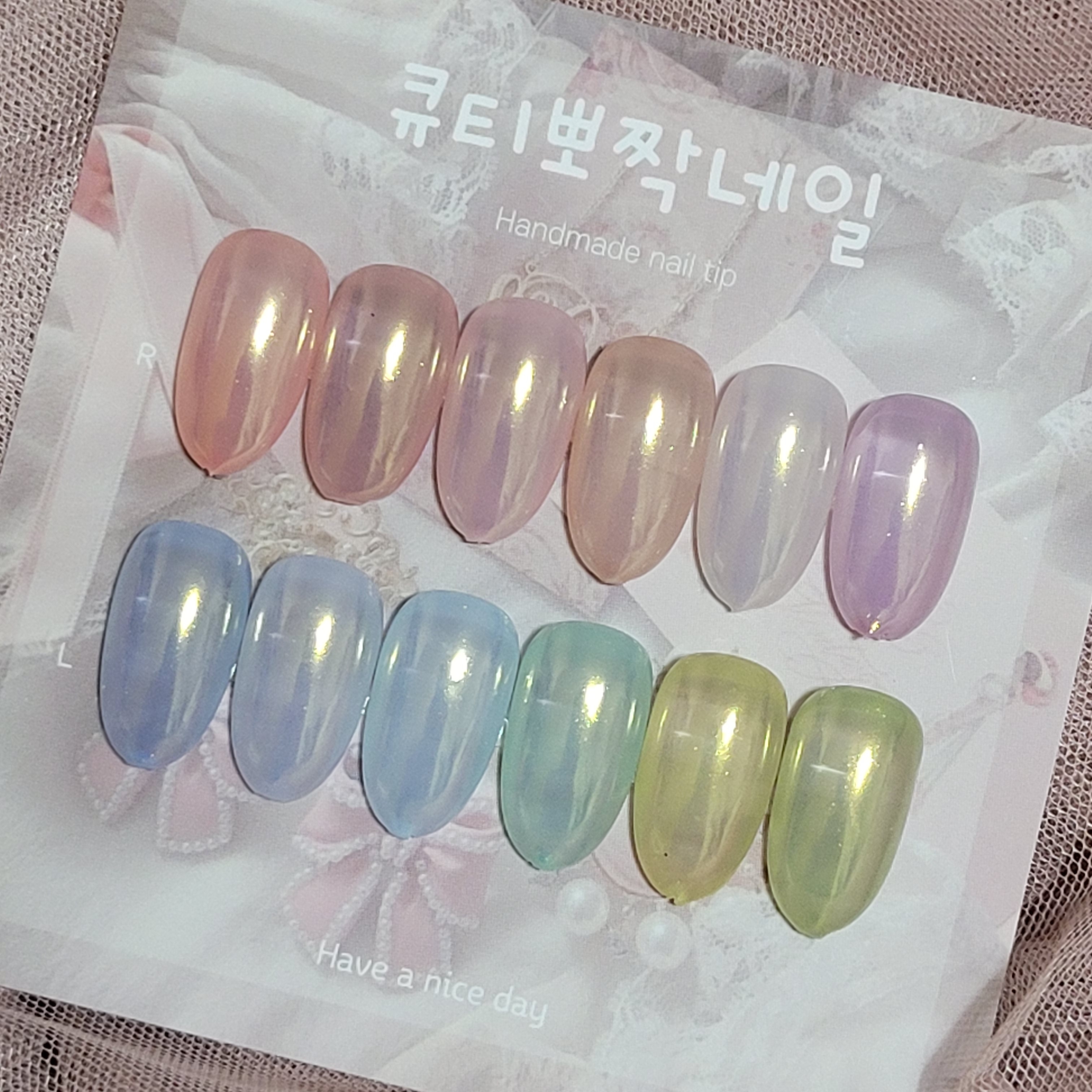 젤리빔 원컬러 수제네일팁/패디팁/패디큐어/ 엄지만 선택가능 : 큐티뽀짝네일