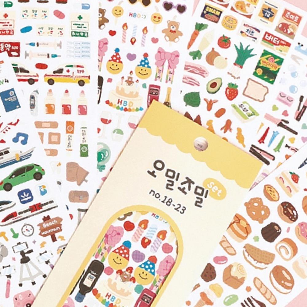 오밀조밀 씰스티커 6가지 세트 (no 18-23) : 익산 상회