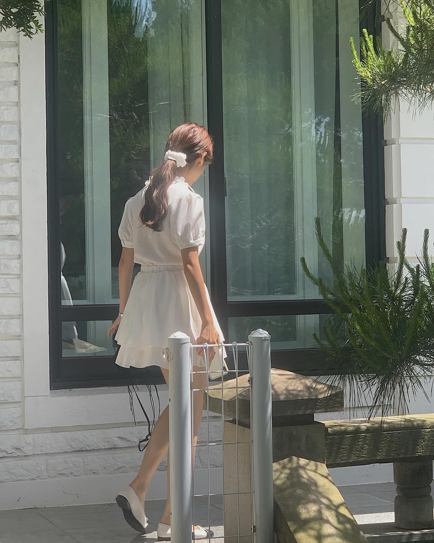 liter 리터 트위티 프릴 원피스 썸머 반팔 프릴 A라인 플레어 미니 : 나우 어 데이즈
