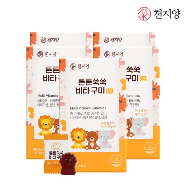 튼튼쑥쑥 비타구미 60포 x 5박스 5개월 포도맛 젤리 : 골든바오바브