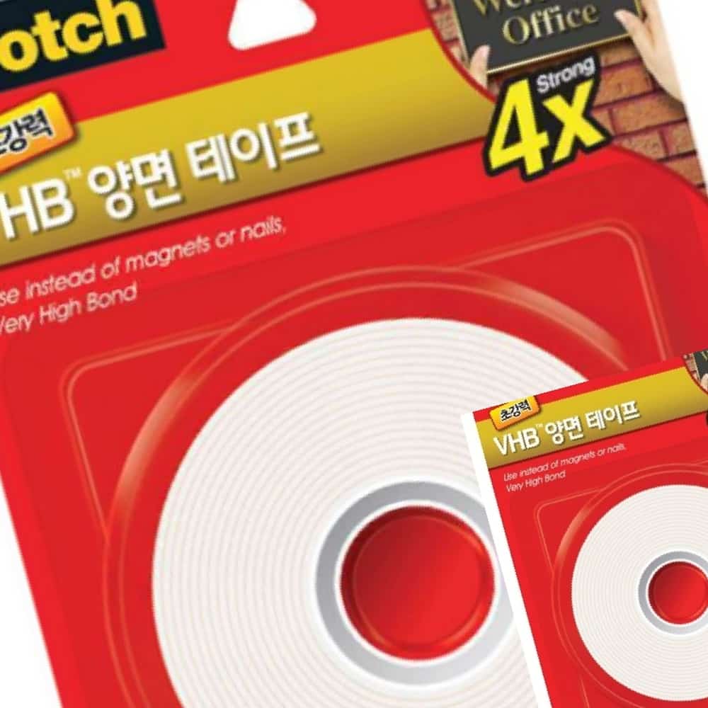 초강력 VHB 양면 테이프 18mm x 4M 양면테잎 폼테잎 양면스티커 : 지해유통