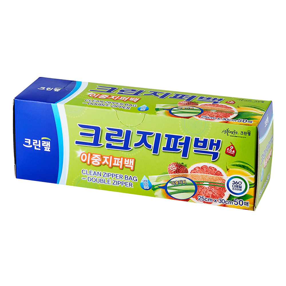 크린랩 대용량 이중지퍼백 25X30cm 100매 비닐팩 지퍼팩 크린 사료봉투 : 탑 플레이스