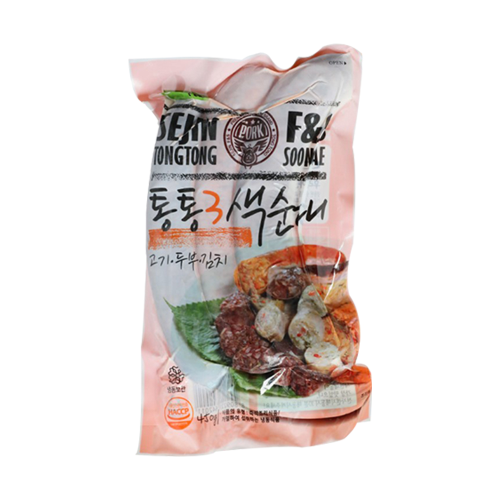 세진 통통 3색순대 450g 고기, 두부, 김치 냉동 토종 수육순대 국밥집 프렌차이즈 업소용 : 담은 푸드