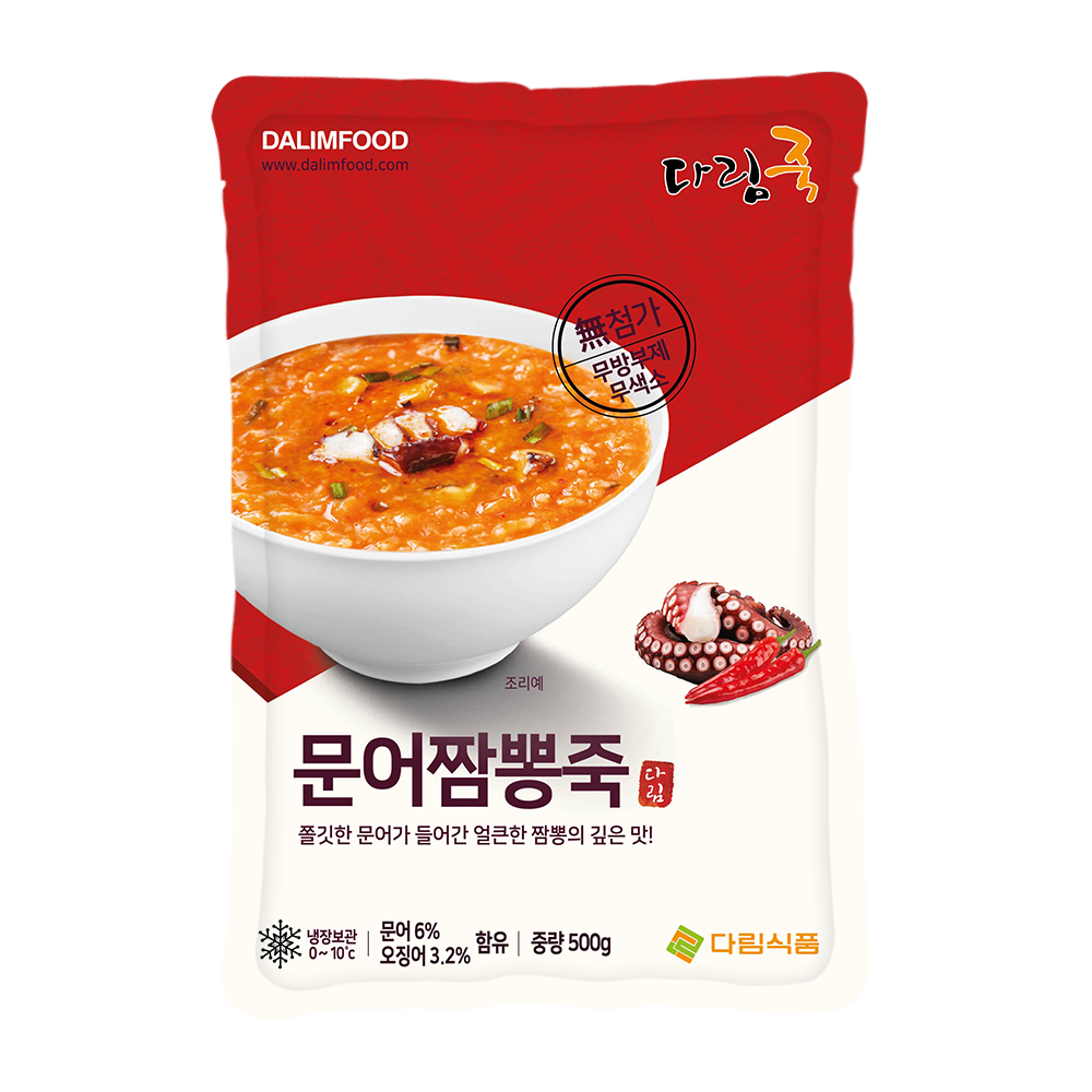 다림죽 문어짬뽕죽 500g 1팩 얼큰한 죽 : 다림죽