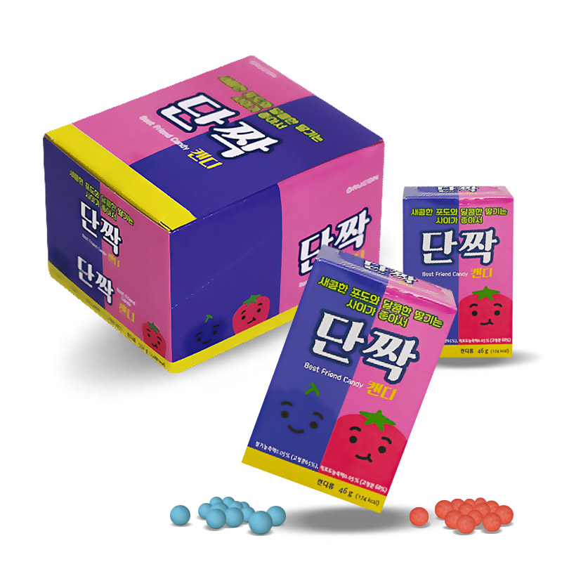 두가지맛 단짝캔디 46g x5개 포도 딸기 사탕 사무실 아이들 선물 간식 : 꾸시몰