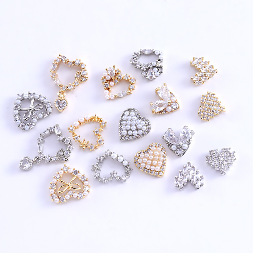 진주 포인트 메탈 하트 프레임 네일 파츠 10x11mm 젤네일아트재료 : 클래식네일