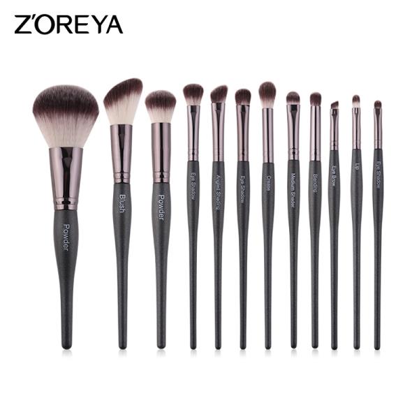메이크업 브러쉬 세트 ZOREYA 블랙    눈썹 파우더 합성  화장품 뷰티 : 스타일 스팟