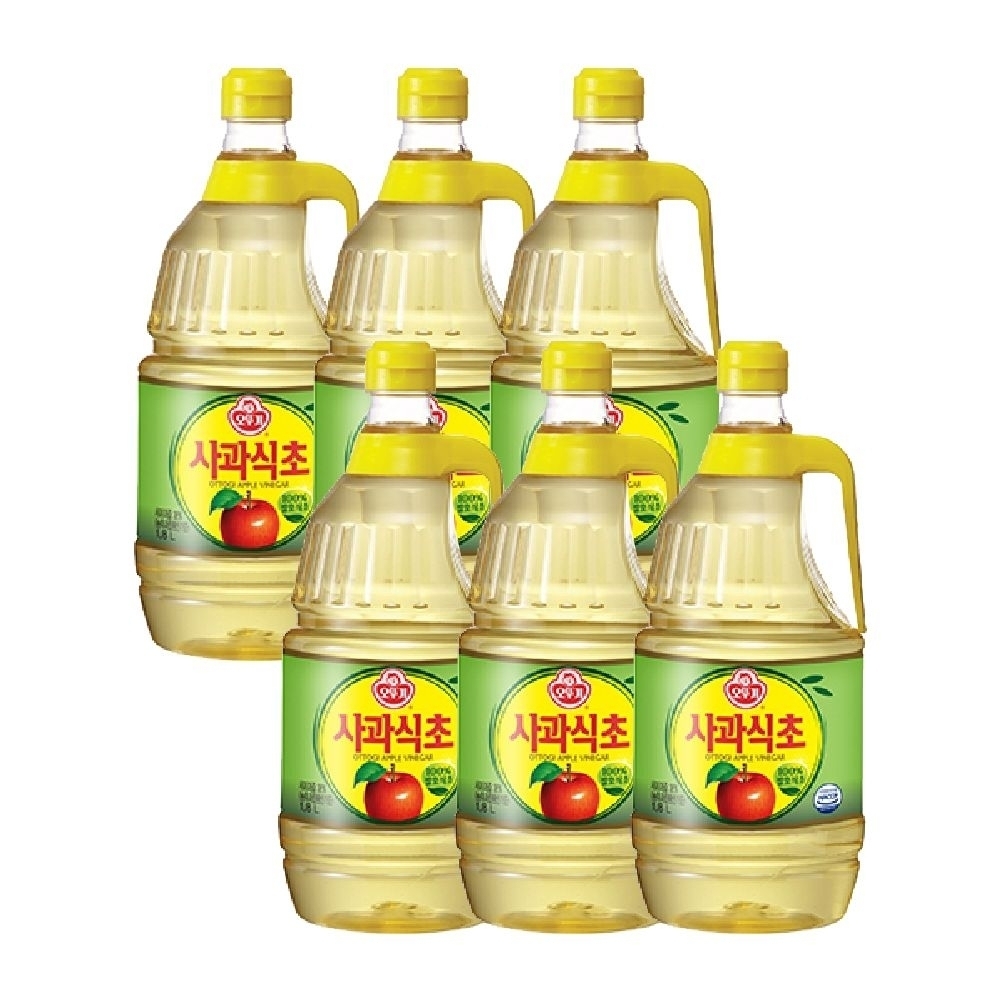 사과 식초 1.8L 6개 조미료 식초 발효식초 조리용식초 요리용식초 업소용식초 식당용식초 가정용식초 소스 가정용조미료 식당조미료 사과식초... 