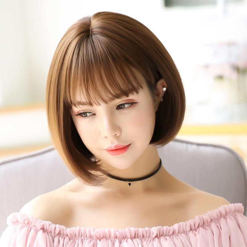 숏컷 가발 여성 단발 통가발 티안나는 탈모가발 중년여성 패션 볼륨 펌 헤어 보브컷 : 만물가판대