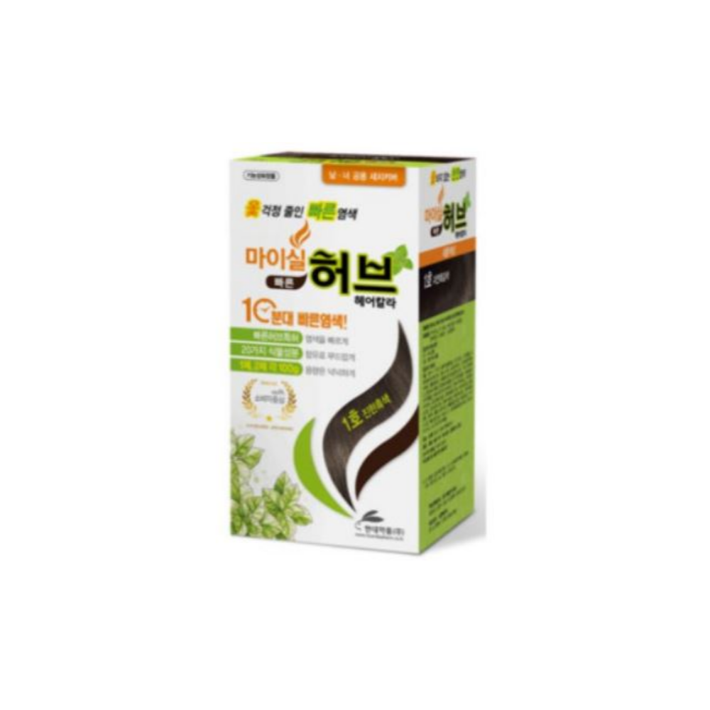 현대약품 마이실 빠른 허브 헤어칼라 염색약 1호 진한흑색 : 바다팜팜