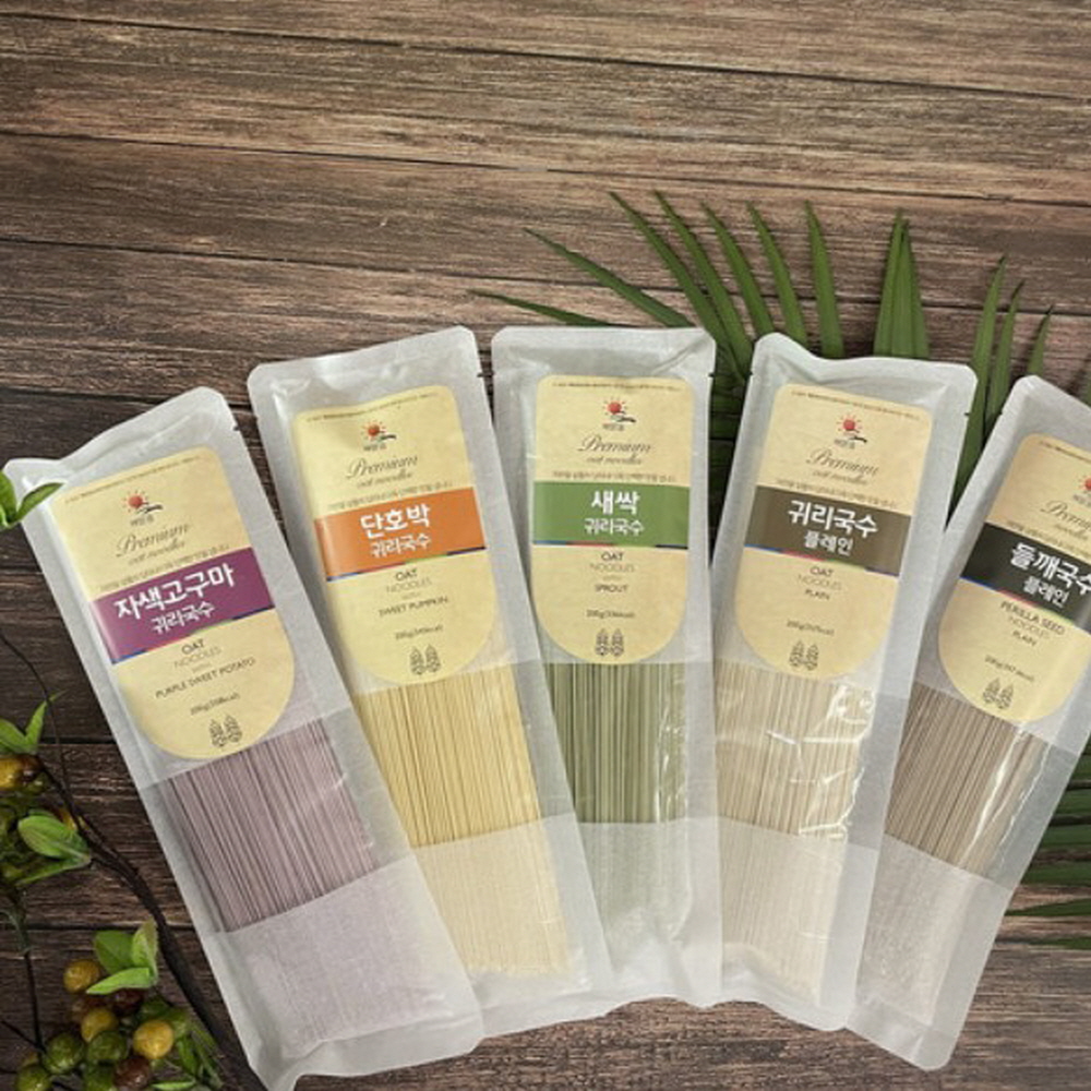 쫄깃한 식감 해맑음 수제 귀리 단호박/자색고구마/귀리/들깨 국수 200g x 3봉 : 지와이스토리